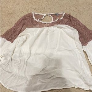 White and pink laced top